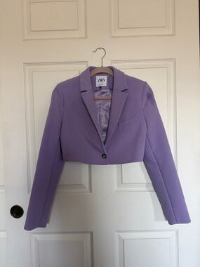 ZARA Cropped Lavender Blazer Jacket